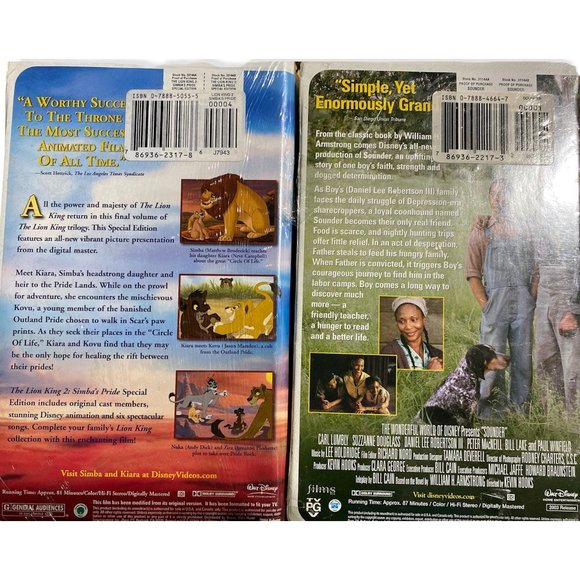 Lot of 4 New Children's VHS Movies Stuart Little 2 Ice Age Lion King 2 Sounder - Picture 3 of 10